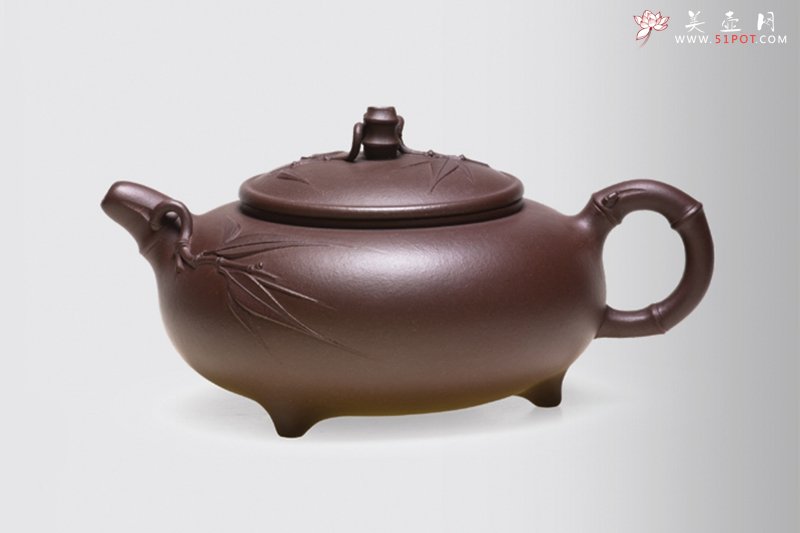 紫砂壶图片：三足竹韵 - 宜兴紫砂壶网