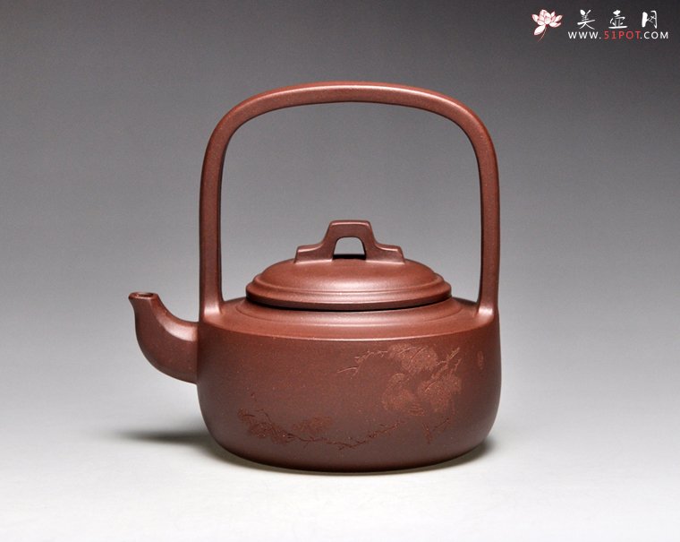 紫砂壶图片：《顺桥提梁》泥料：底槽清  容量：280cc - 宜兴紫砂壶网