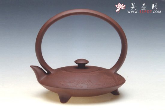 紫砂壶图片：玉扁提梁 - 宜兴紫砂壶网