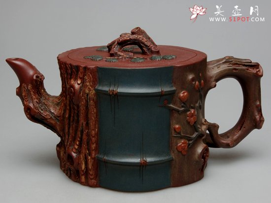 紫砂壶图片：松竹梅 340cc - 宜兴紫砂壶网