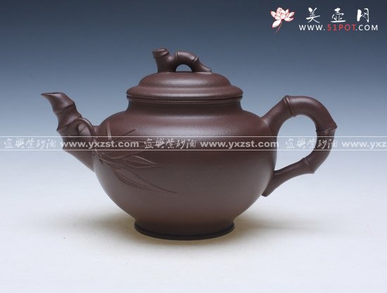 紫砂壶图片：笑樱竹节拼紫 - 宜兴紫砂壶网