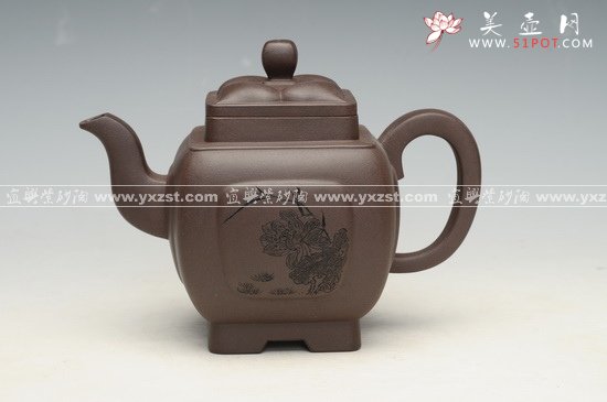 紫砂壶图片：四方菱花 - 宜兴紫砂壶网