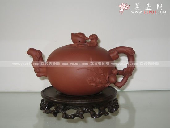 紫砂壶图片：寿桃壶 - 宜兴紫砂壶网