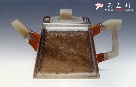 紫砂壶图片：镶玉四方 - 宜兴紫砂壶网