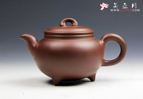 紫砂壶图片：【三足如意壶】320cc 珍藏原矿老紫泥 - 宜兴紫砂壶网