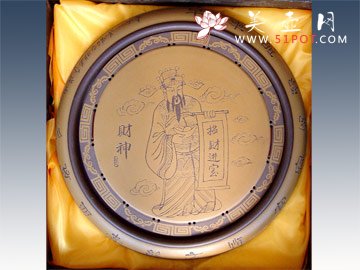 紫砂壶图片：字画财神 - 宜兴紫砂壶网