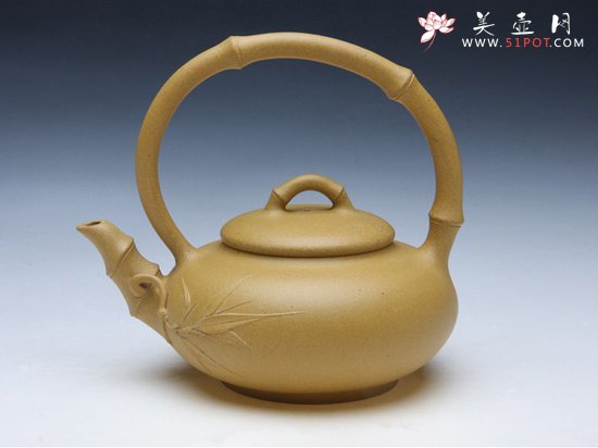 紫砂壶图片：弯把提梁 - 宜兴紫砂壶网