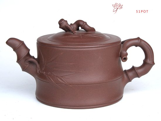 紫砂壶图片：可心竹段  容量：550CC  泥料：底槽青 - 宜兴紫砂壶网