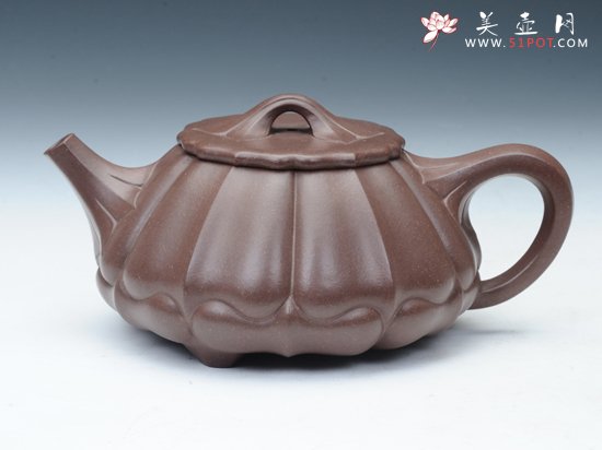 紫砂壶图片：菱花石瓢 380CC - 宜兴紫砂壶网