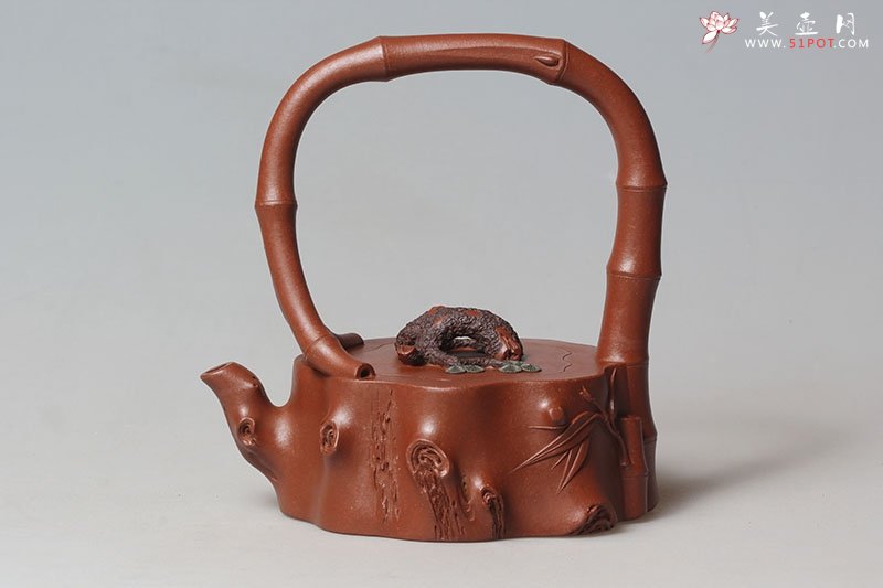 紫砂壶图片：松竹梅提梁 - 宜兴紫砂壶网