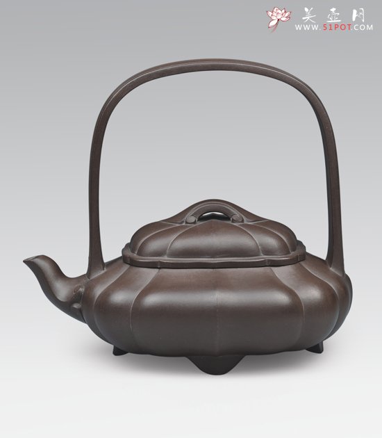 紫砂壶图片：菱花提梁 - 宜兴紫砂壶网