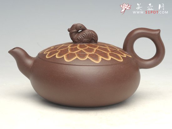 紫砂壶图片：孔雀开屏  原矿绞... - 宜兴紫砂壶网