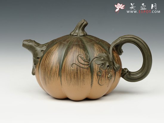 紫砂壶图片：豆青南瓜 - 宜兴紫砂壶网