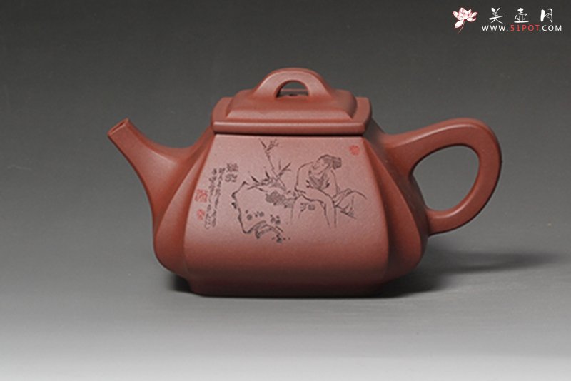 紫砂壶图片：四方抽角 - 宜兴紫砂壶网