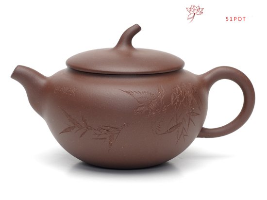 紫砂壶图片：小茄段   泥料：原矿老拼紫   容量：220CC - 宜兴紫砂壶网