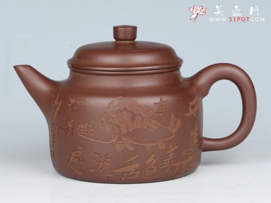 紫砂壶图片：德钟 容量：350cc  泥料：紫泥 - 宜兴紫砂壶网