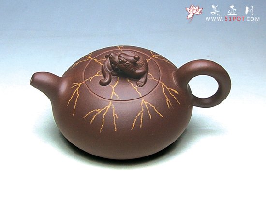 紫砂壶图片：螭龙冰纹壶 - 宜兴紫砂壶网