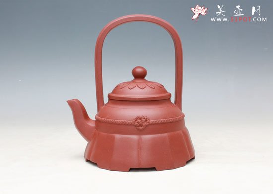 紫砂壶图片：裙花提梁 - 宜兴紫砂壶网