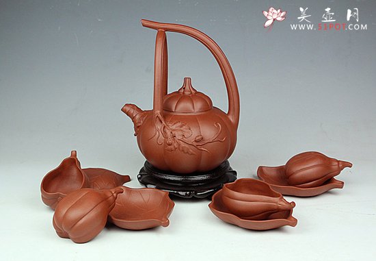 紫砂壶图片：南瓜套壶 - 宜兴紫砂壶网