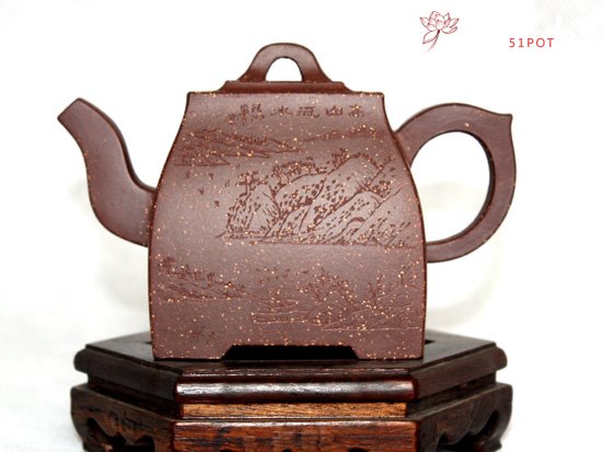 紫砂壶图片：紫泥调砂 四方壶 - 宜兴紫砂壶网