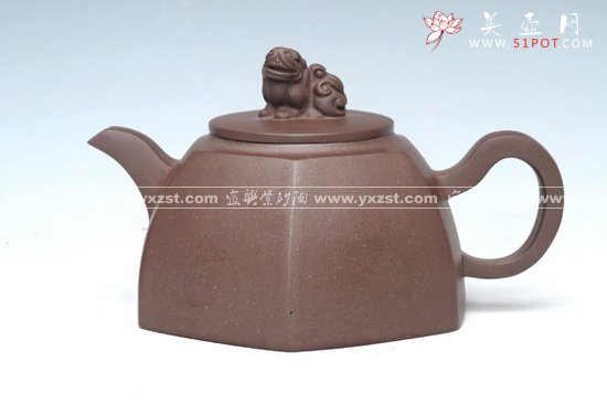 紫砂壶图片：六方狮壶 - 宜兴紫砂壶网