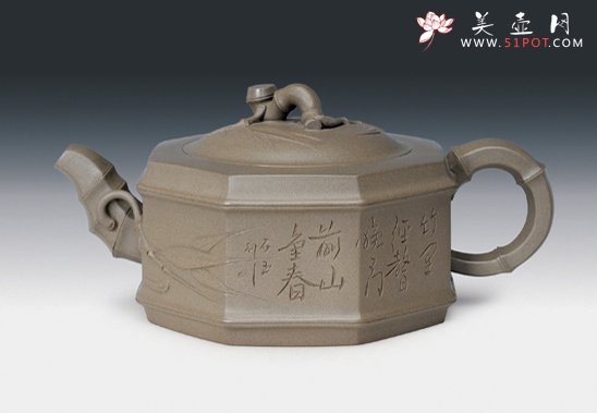 紫砂壶图片：八方劲竹 - 宜兴紫砂壶网