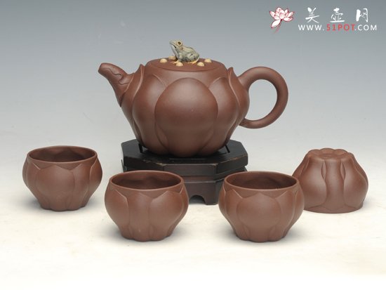 紫砂壶图片：青蛙莲子  原矿底... - 宜兴紫砂壶网