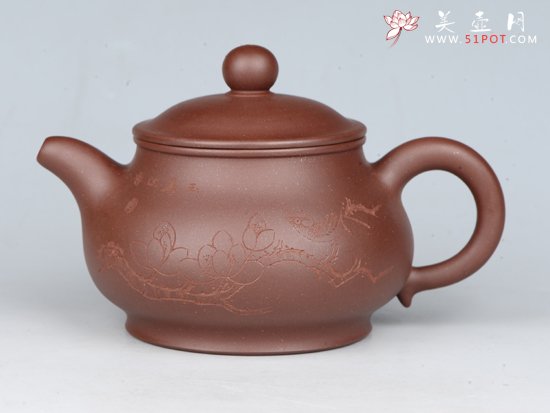 紫砂壶图片：潘壶  容量：200cc  泥料：小红泥 - 宜兴紫砂壶网