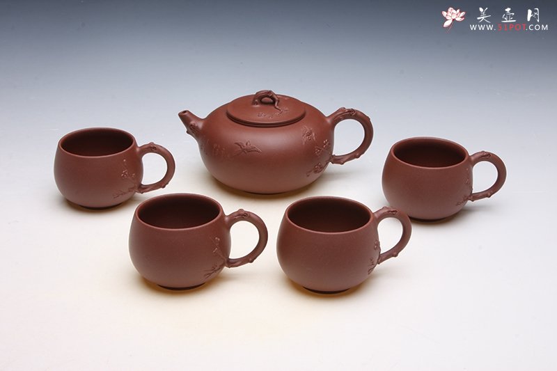 紫砂壶图片：喜上眉梢套壶 - 宜兴紫砂壶网