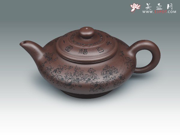 紫砂壶图片：百子虚扁 - 宜兴紫砂壶网