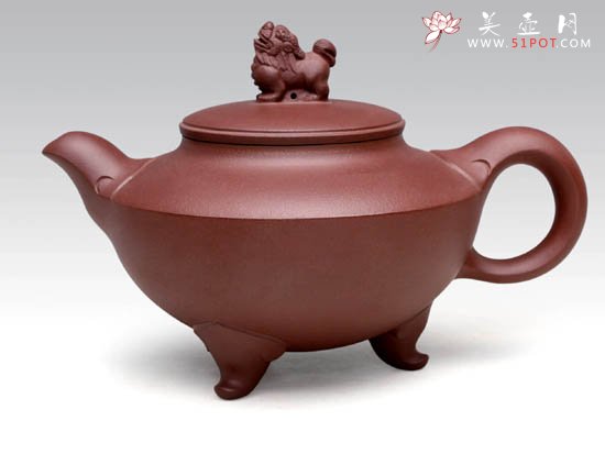 紫砂壶图片：如意狮鼎  泥料：拼紫泥  容量：380CC - 宜兴紫砂壶网