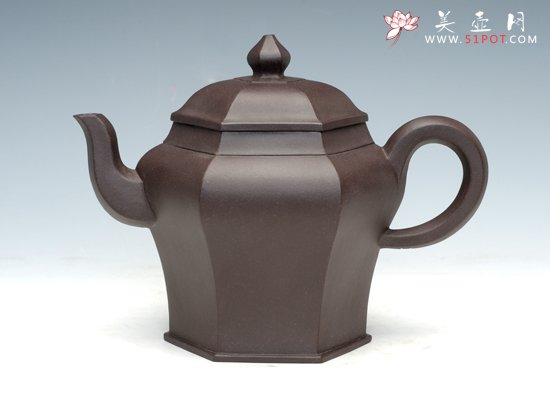 紫砂壶图片：六方宫灯（高黑泥） - 宜兴紫砂壶网