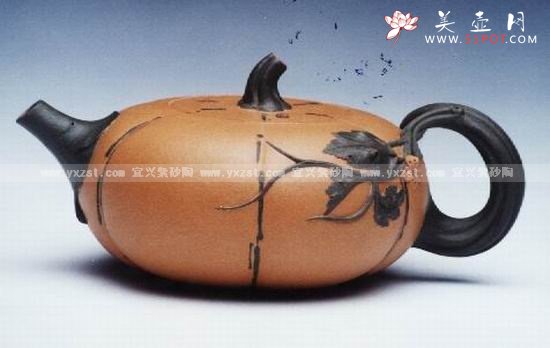 紫砂壶图片：巧色南瓜 - 宜兴紫砂壶网