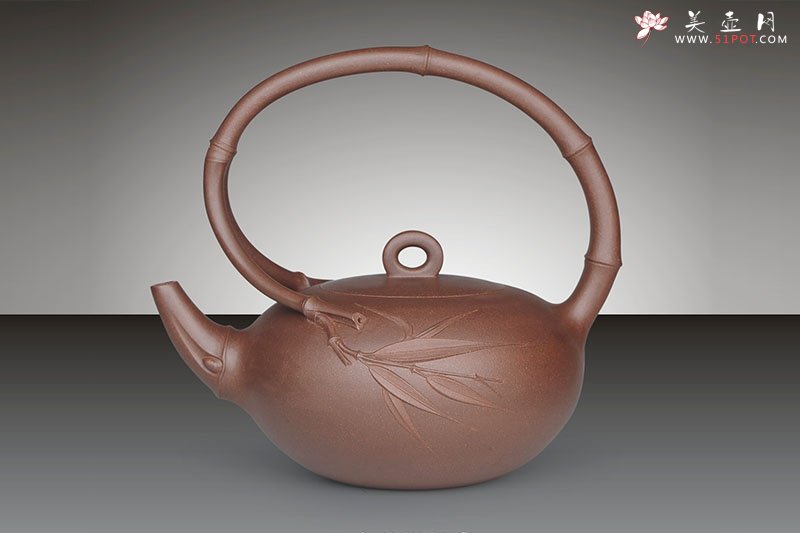 紫砂壶图片：春竹提梁壶 - 宜兴紫砂壶网