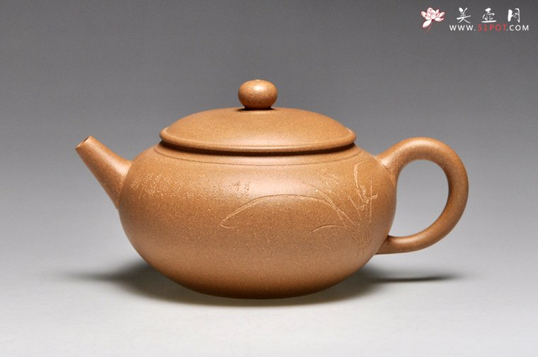 紫砂壶图片：《线圆》泥料：紫泥  容量：200cc - 宜兴紫砂壶网