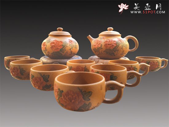 紫砂壶图片：荣华富贵（全手工）容量：350cc 泥料：黄土 - 宜兴紫砂壶网