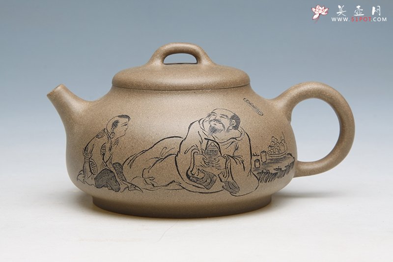 紫砂壶图片：浮生适意 朱萍萍制作 朱建伟镌刻 - 宜兴紫砂壶网