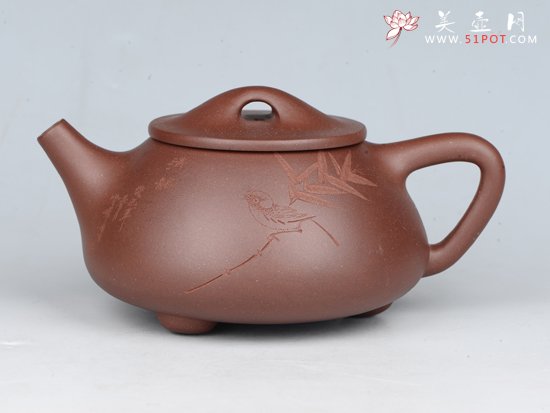 紫砂壶图片：石瓢 容量：250cc  泥料：紫泥 - 宜兴紫砂壶网