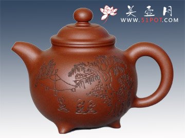 紫砂壶图片：三足掇球 - 宜兴紫砂壶网