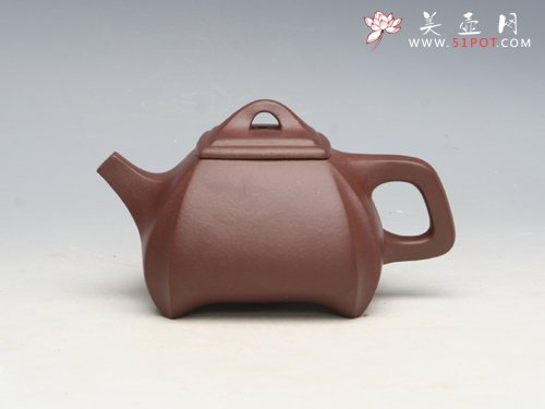 紫砂壶图片：四方抽角石瓢 容量：100CC - 宜兴紫砂壶网