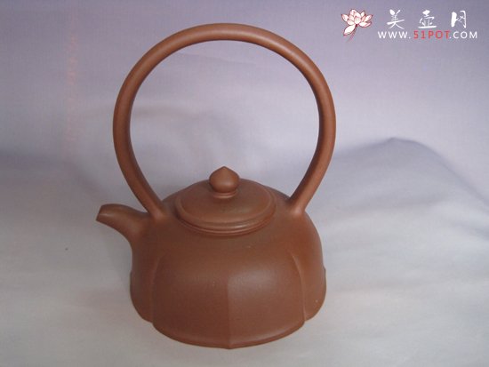 紫砂壶图片：菱花提梁壶 250... - 宜兴紫砂壶网