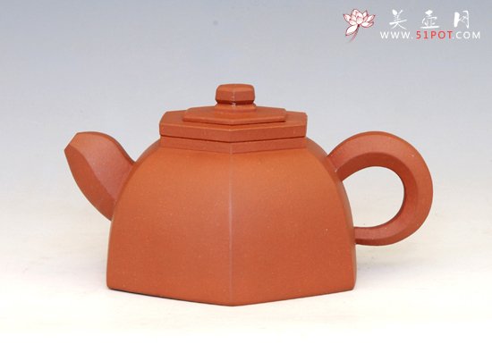 紫砂壶图片：六方抽盖300cc - 宜兴紫砂壶网
