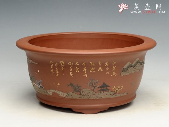 紫砂壶图片：玉缘下钮圆丸盆 - 宜兴紫砂壶网