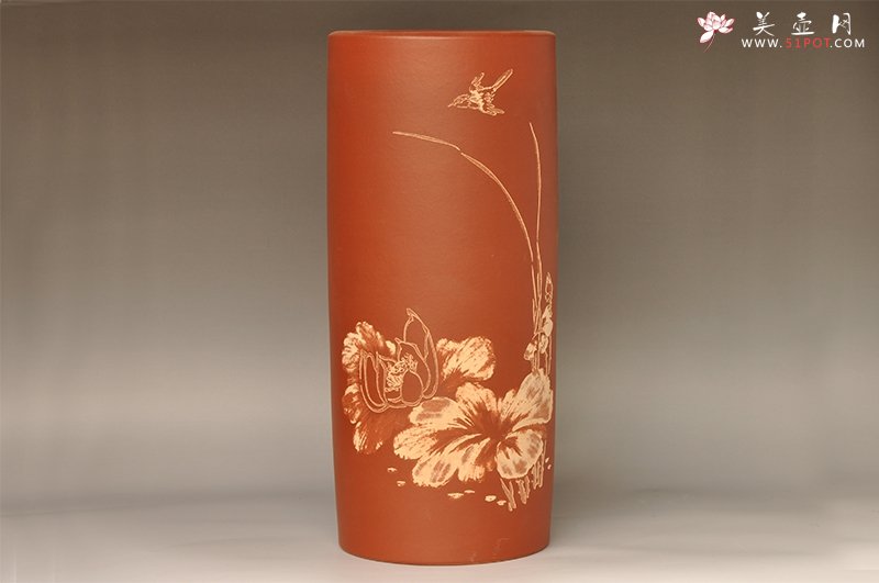 紫砂壶图片：荷花小鸟千筒 - 宜兴紫砂壶网