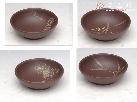 紫砂壶图片：四君子杯 - 宜兴紫砂壶网