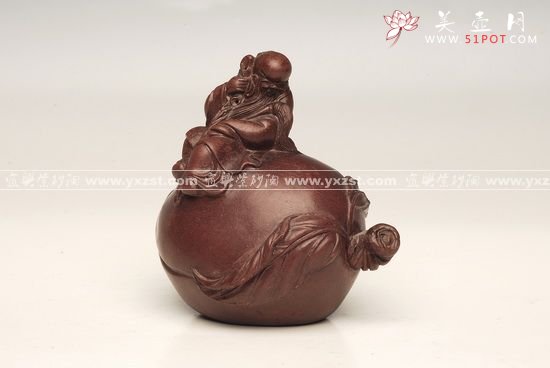 紫砂壶图片：寿桃寿星 - 宜兴紫砂壶网