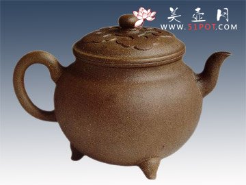 紫砂壶图片：三足圆壶 - 宜兴紫砂壶网