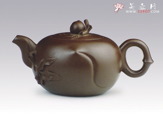 紫砂壶图片：福寿双至紫泥 - 宜兴紫砂壶网