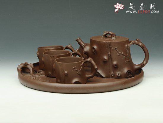 紫砂壶图片：梅桩套壶 - 宜兴紫砂壶网