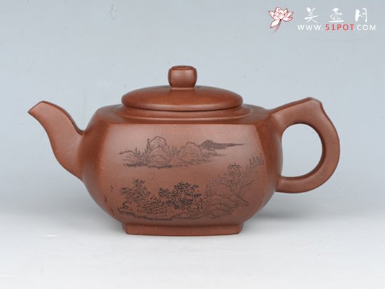 紫砂壶图片：天地方圆 容量：600cc  泥料：清水泥 - 宜兴紫砂壶网